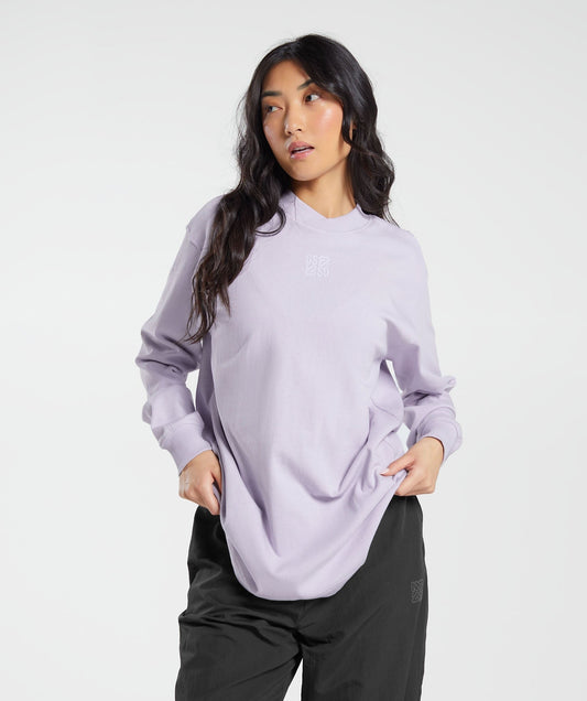 Gymshark Monogram Oversized Long Sleeve Top - Moon Purple