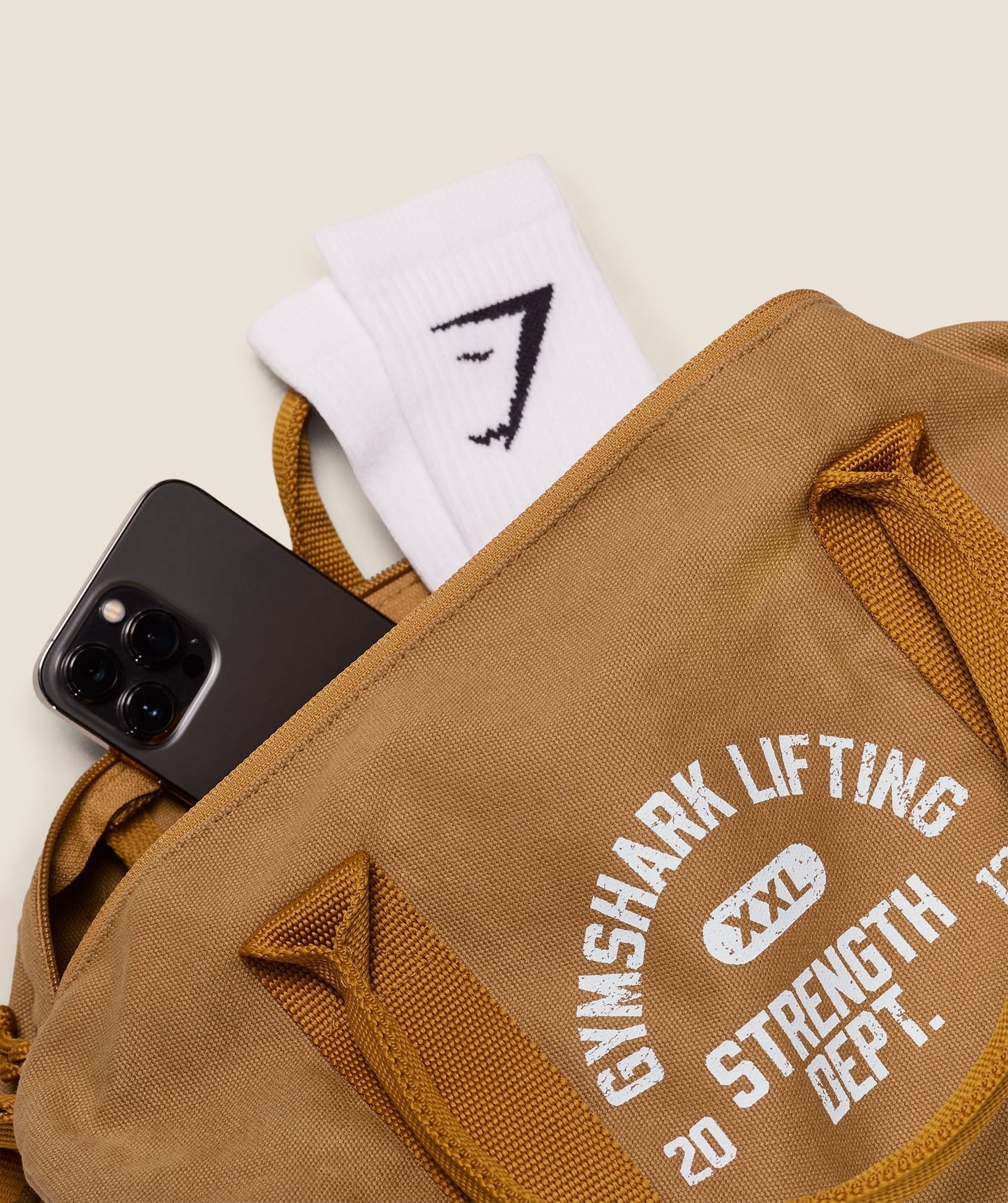 Gymshark Strength Dept Mini Canvas Duffle Bag - Antique Gold