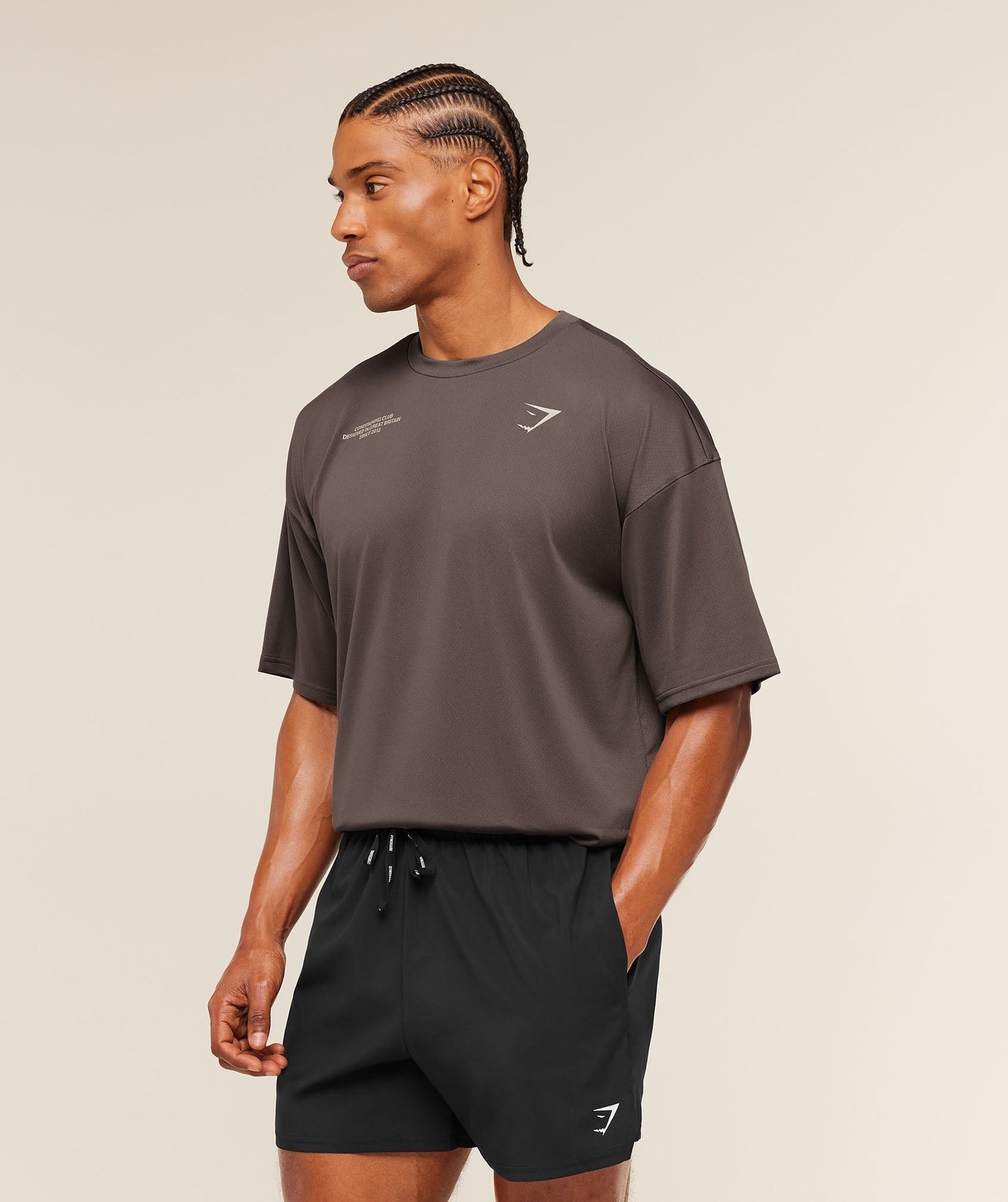 Gymshark Conditioning Club Oversized T-Shirt - Cool Brown/Tinted White