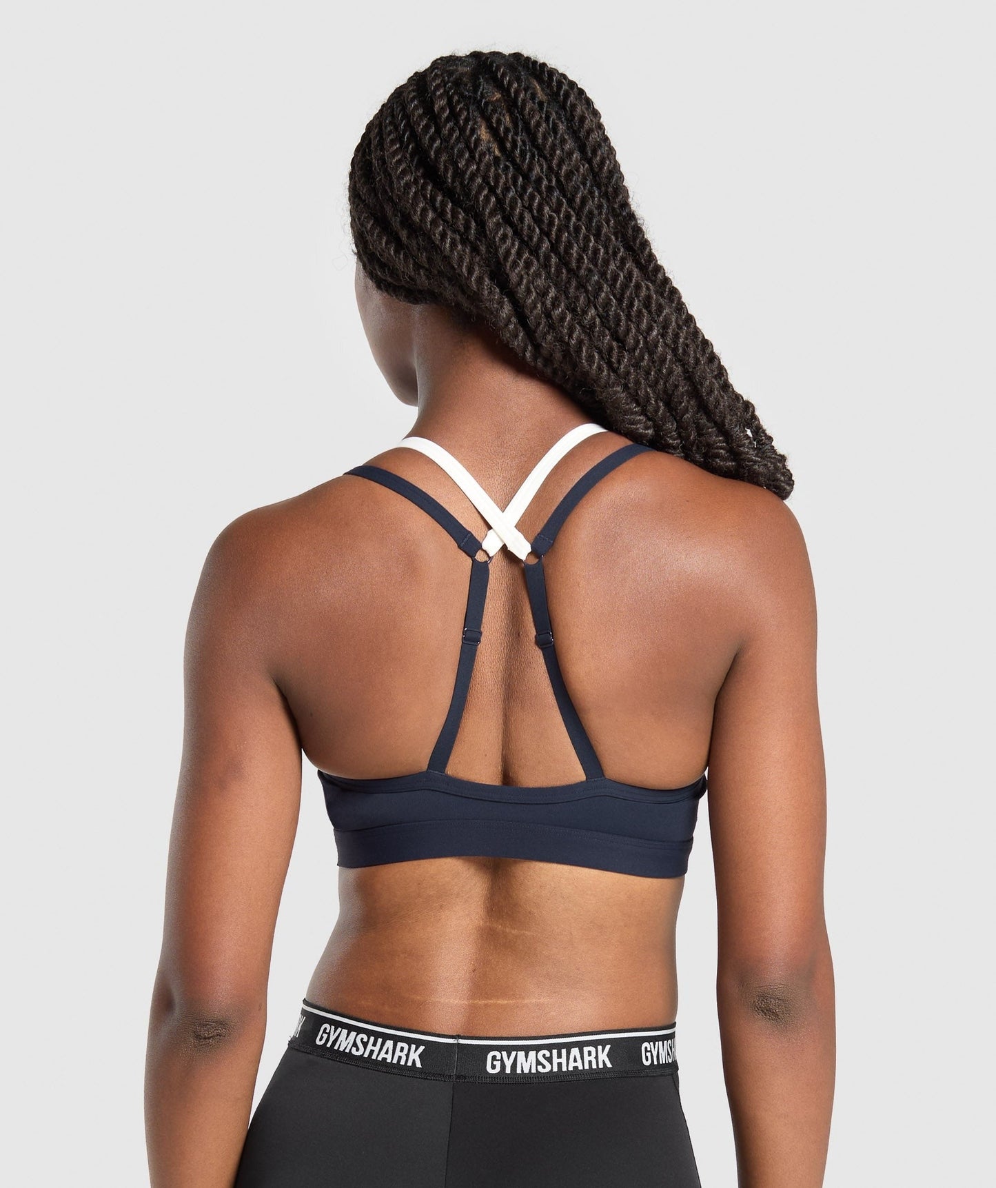 Gymshark Double Up Sports Bra - Heavy Blue/Soft White