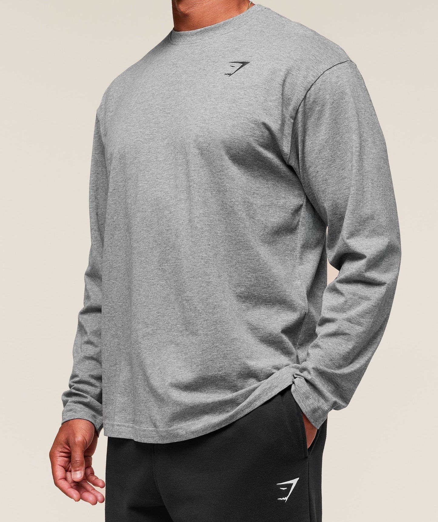 Gymshark Essential Oversized Long Sleeve T-Shirt - Charcoal Core Marl