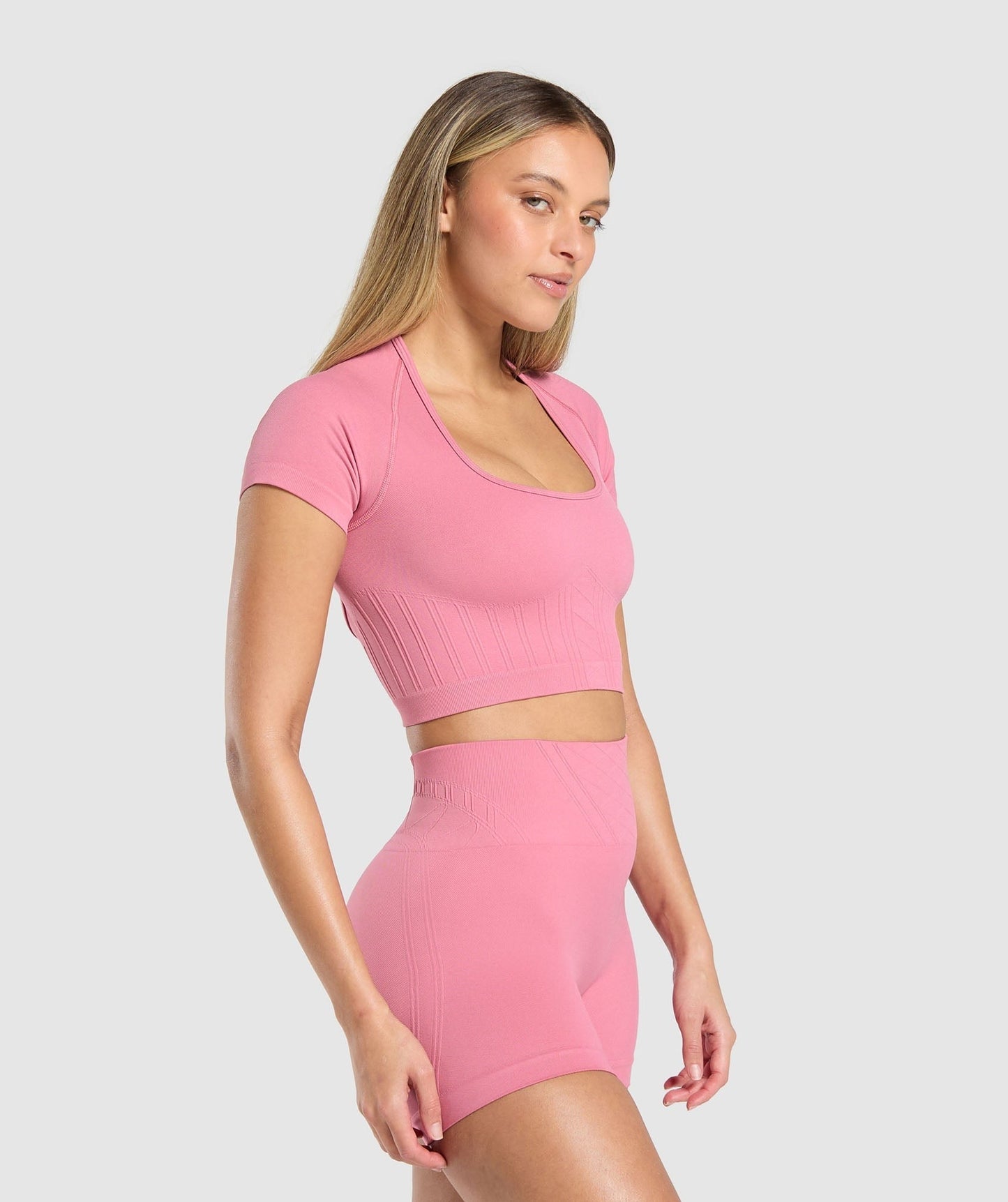 Gymshark Corset Seamless Crop Top - Sunset Pink