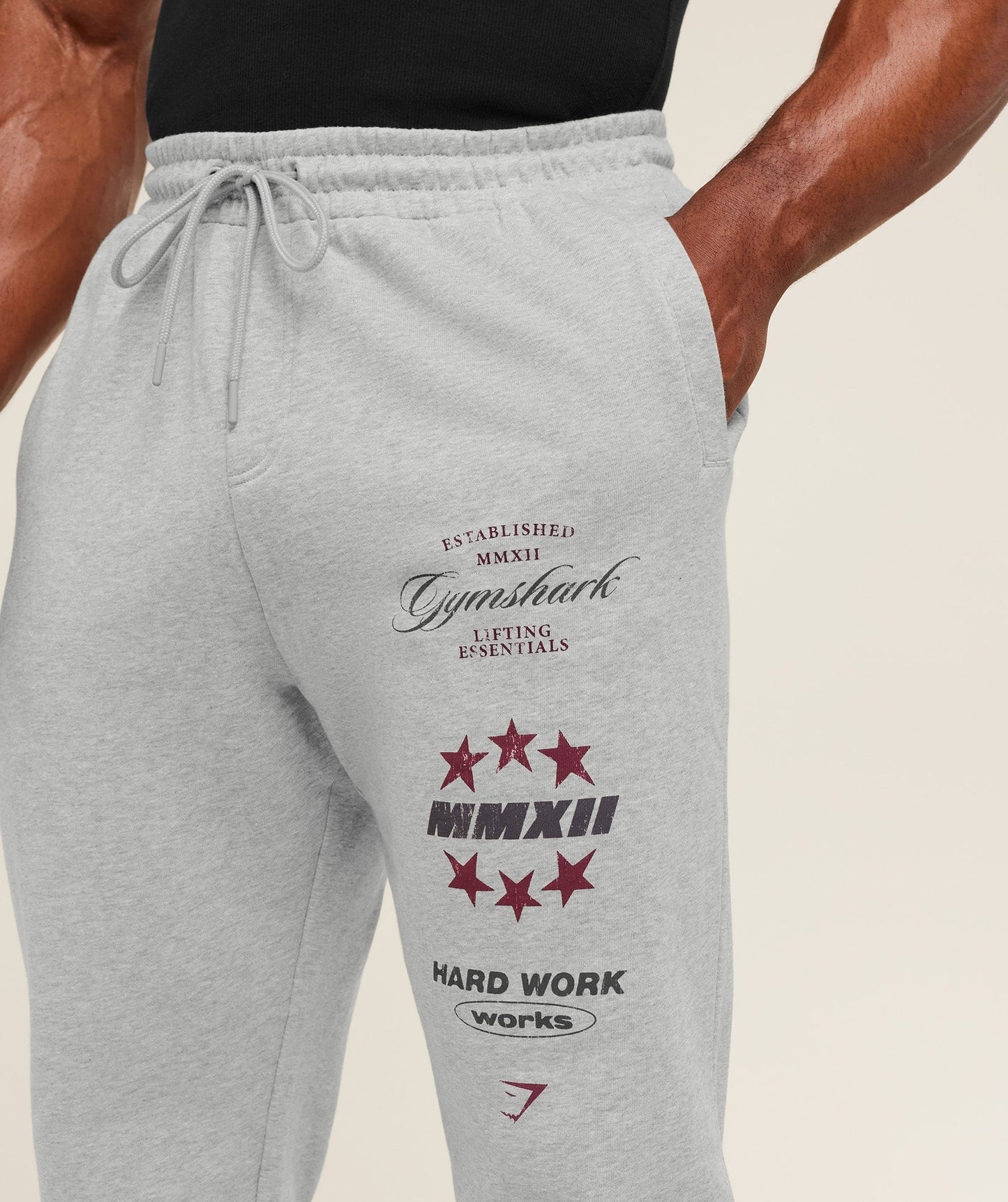 Gymshark Global Lifting Graphic Pants - Light Grey Core Marl