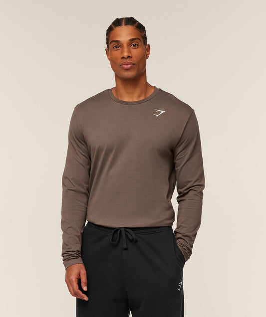 Gymshark Crest Long Sleeve T-Shirt - Soft Brown