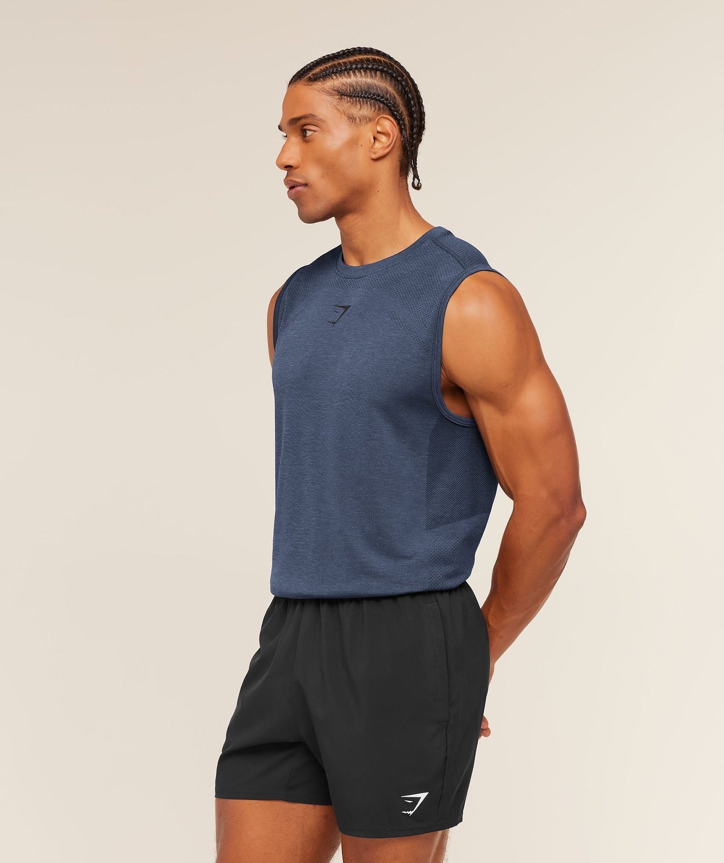 Gymshark Lightweight Seamless Tank - Heavy Blue/Marl