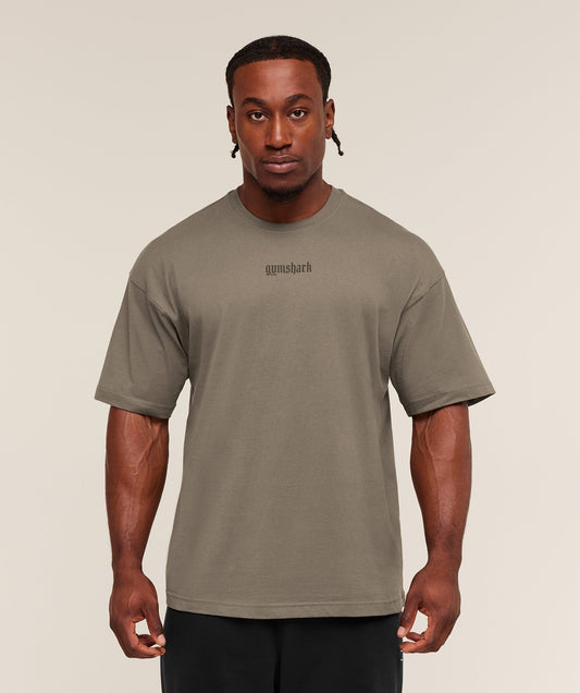 Gymshark Olde English T-Shirt - Camo Brown