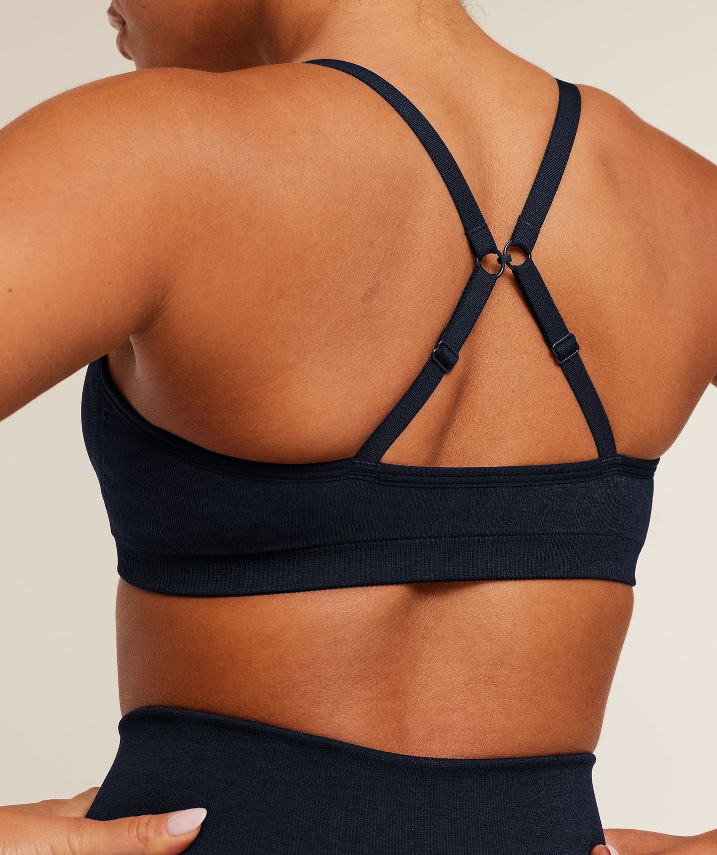 Gymshark Lift Seamless Sports Bra - Midnight Blue/Black Marl