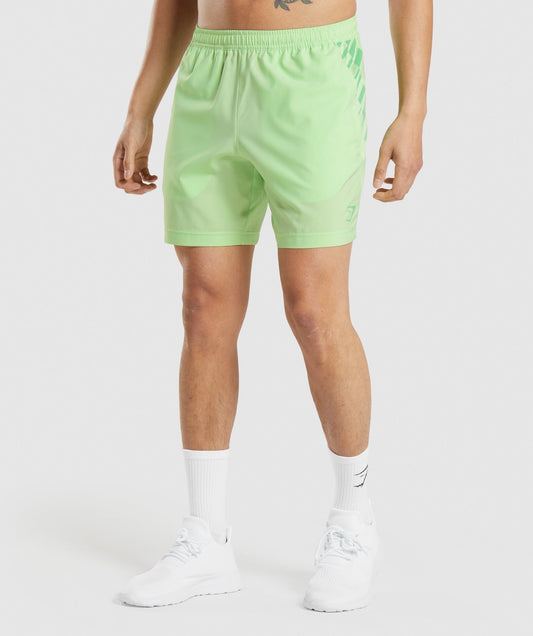 Gymshark Sport Stripe 7" Shorts - Bali Green