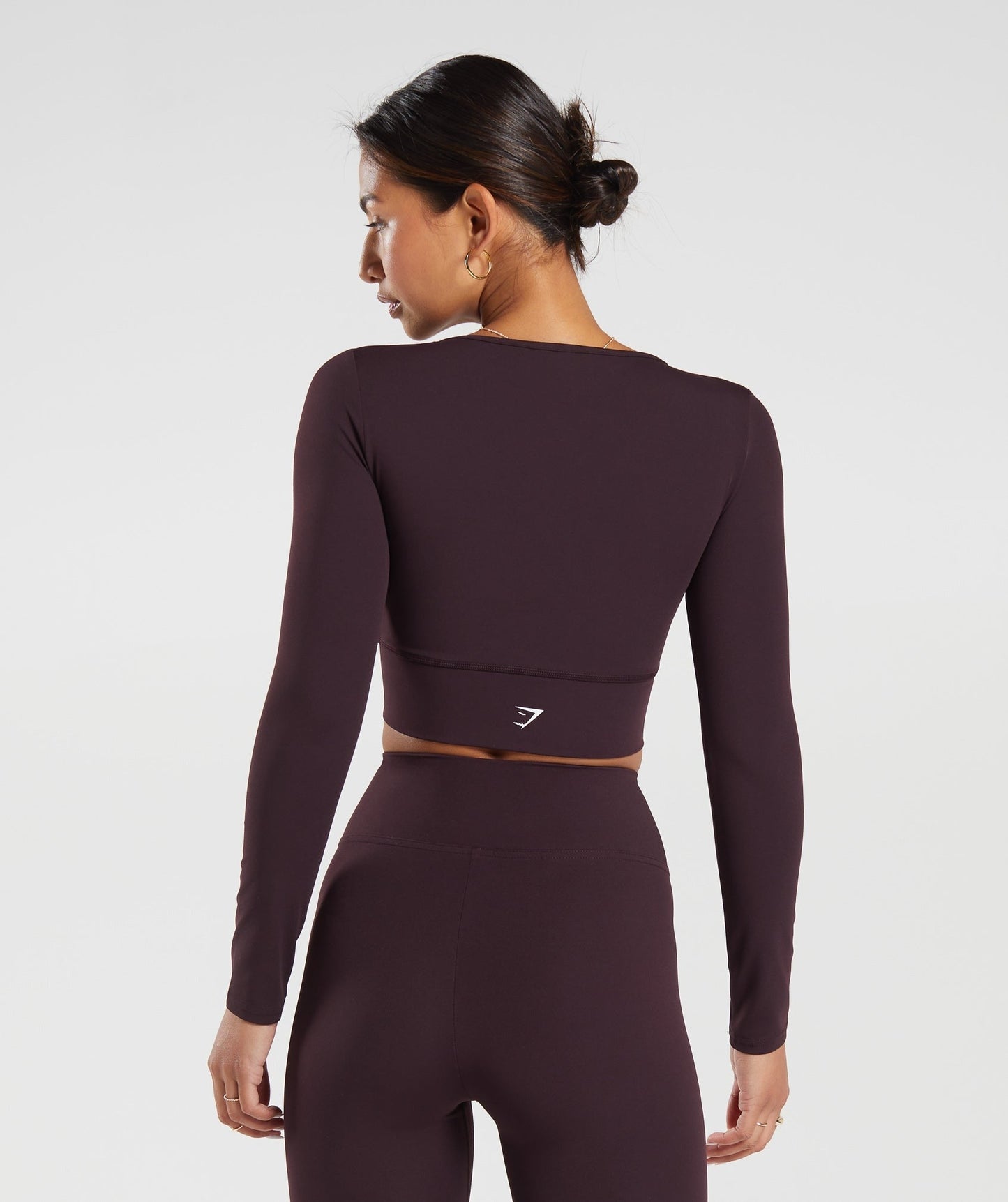 Gymshark Crossover Long Sleeve Crop Top - Plum Brown