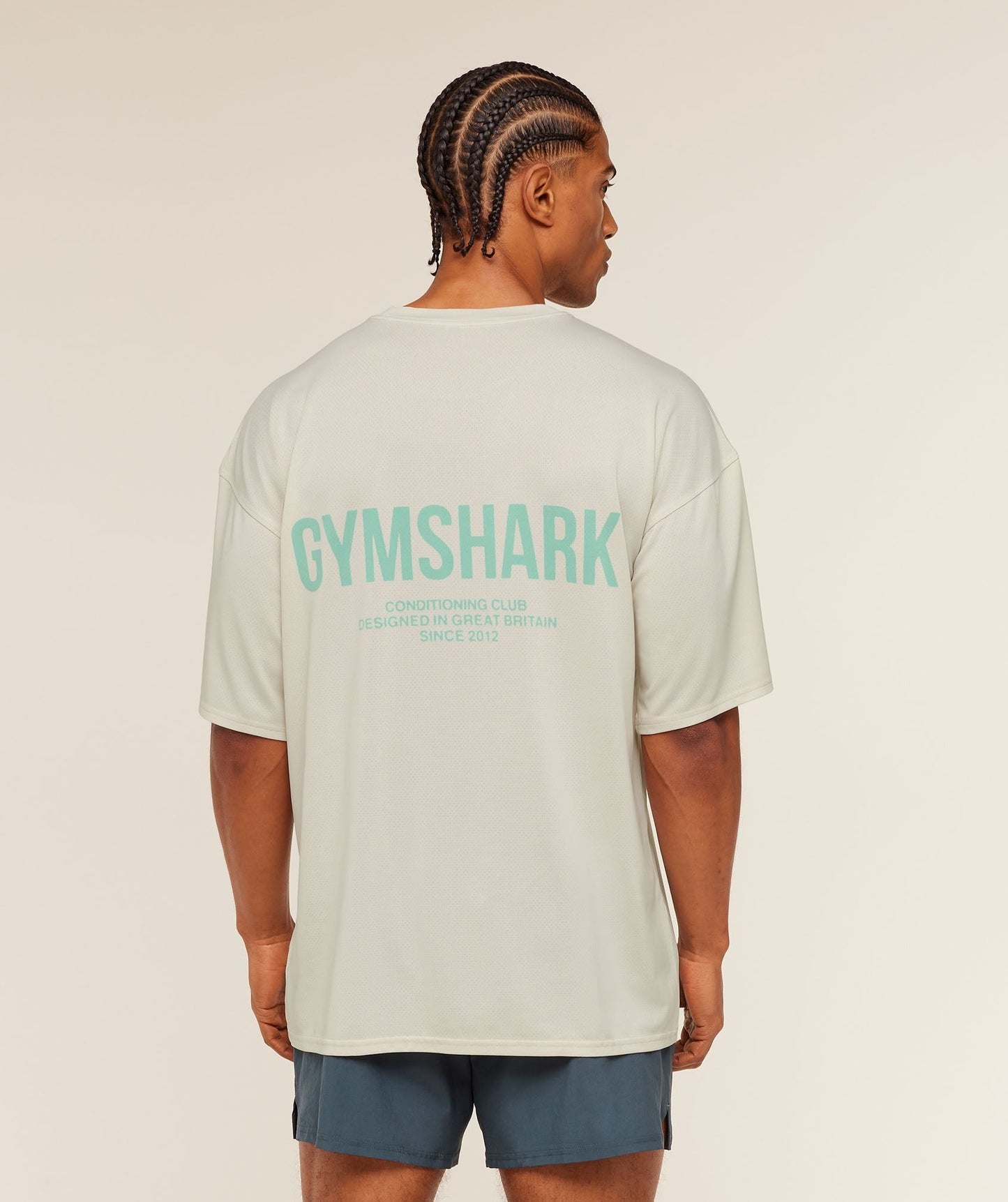 Gymshark Conditioning Club Washed T-Shirt - Soft White/Pop Turquoise/Wash