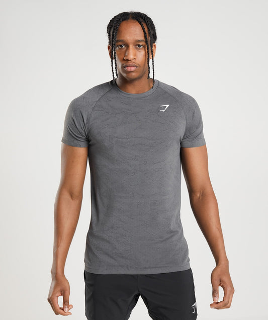 Gymshark Geo Seamless T-Shirt - Charcoal Grey/Black