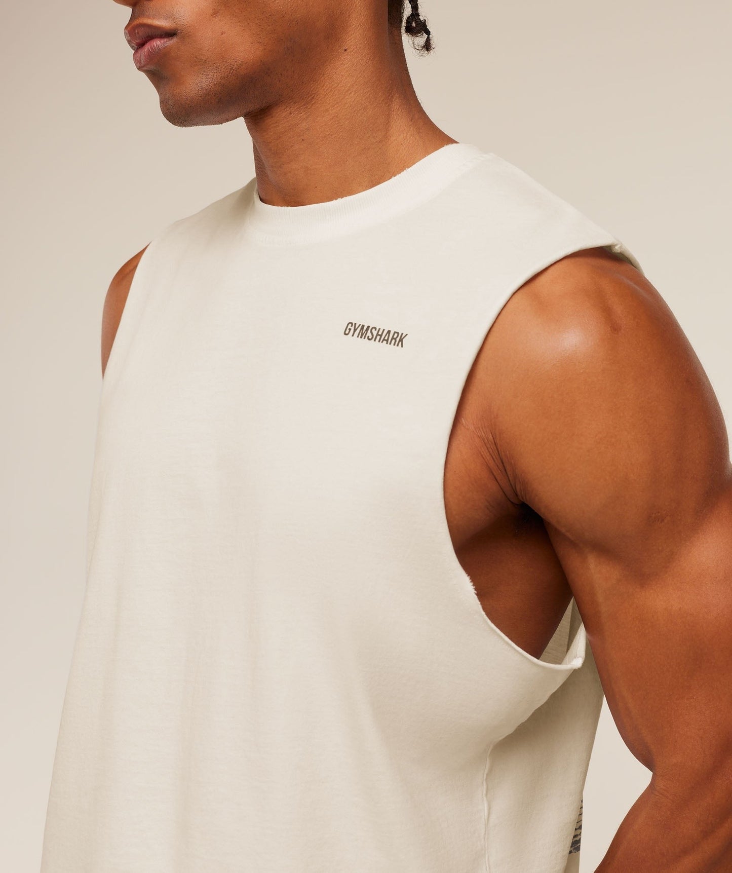 Gymshark x CBUM Washed Sleeveless T-Shirt - Soft White