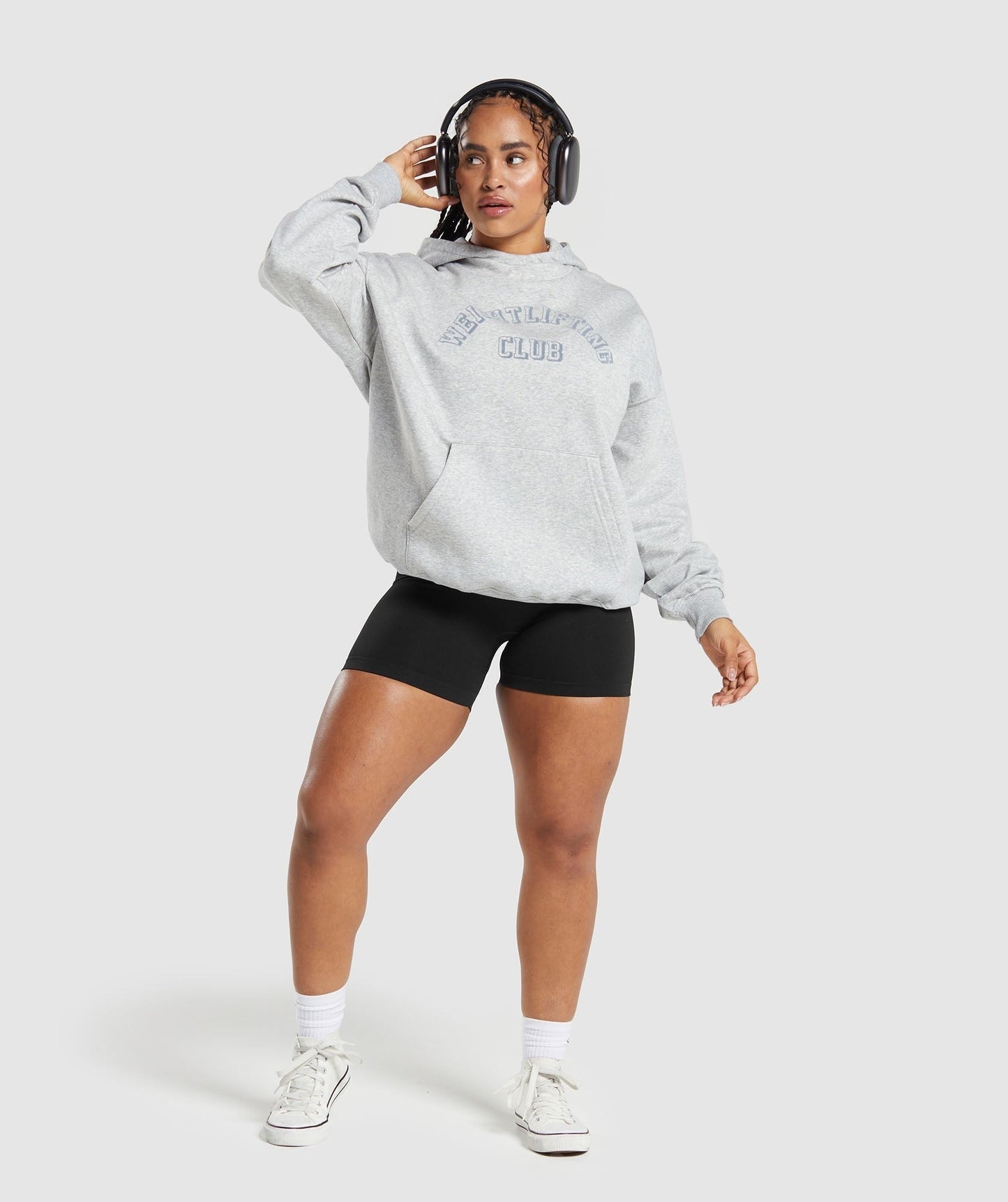 Gymshark Weightlifting Oversized Hoodie - Light Grey Core Marl