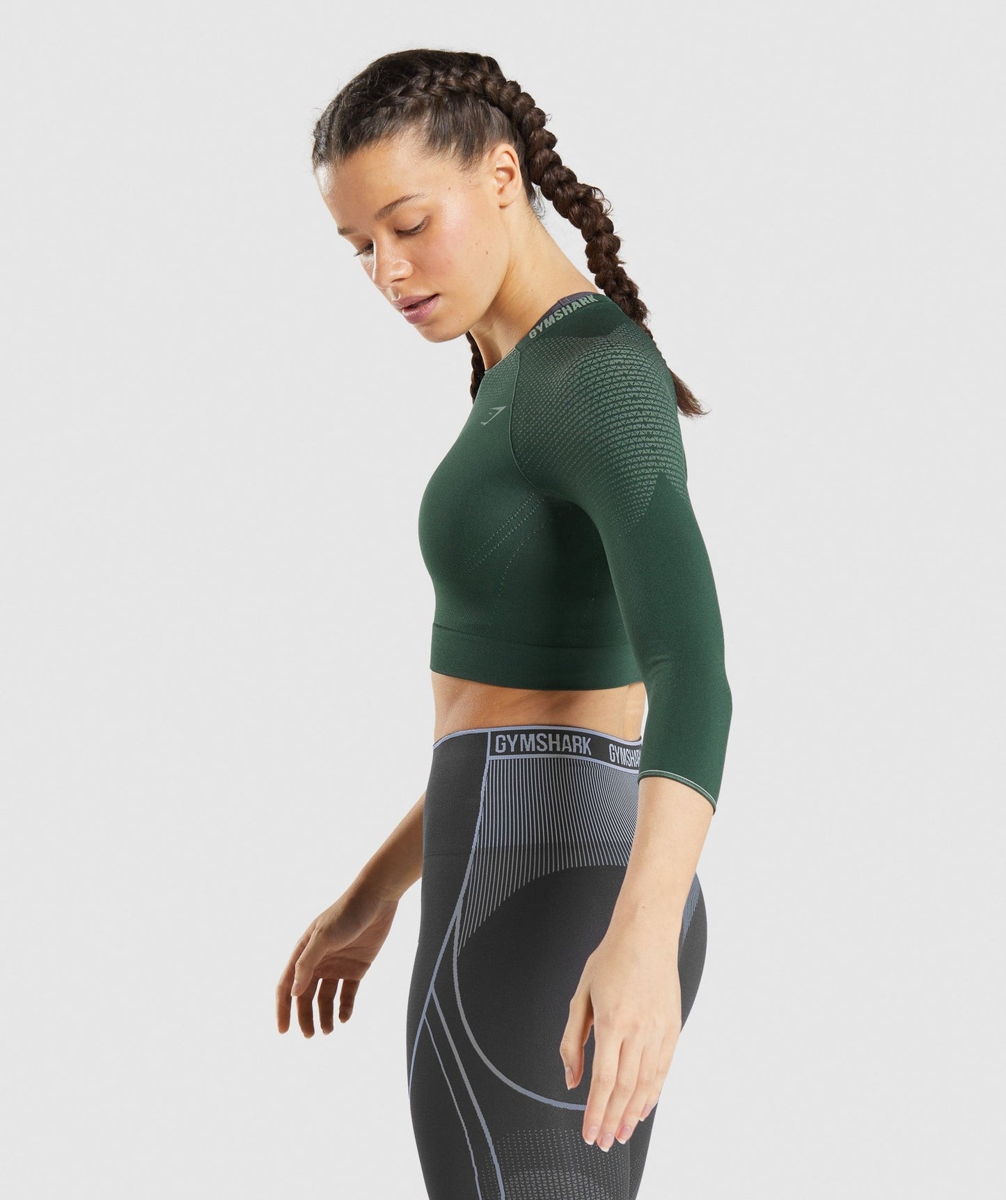 Gymshark Apex Seamless Crop Top - Obsidian Green/Cucumber Green