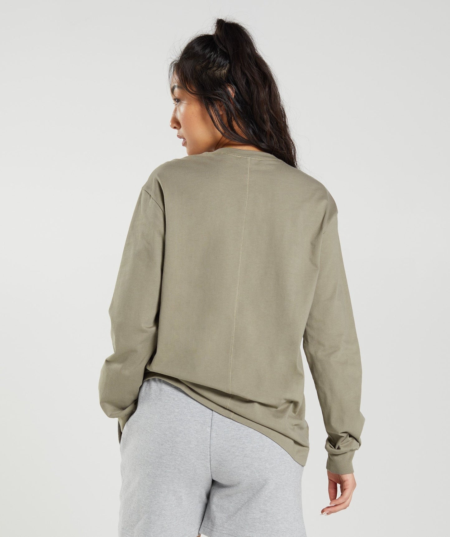 Gymshark Cotton Oversized Long Sleeve Top - Earthy Brown
