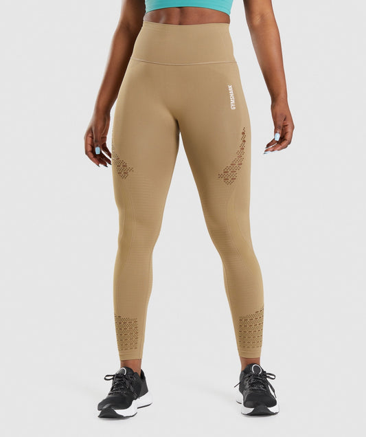 Gymshark Energy Seamless Leggings - Biscotti Brown