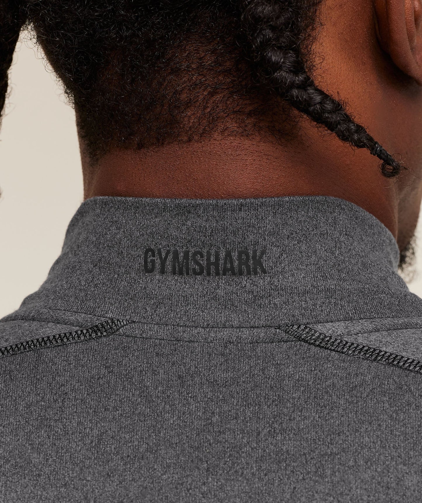 Gymshark Element Baselayer Mock Neck Long Sleeve T-Shirt - Black/Dark Grey Marl