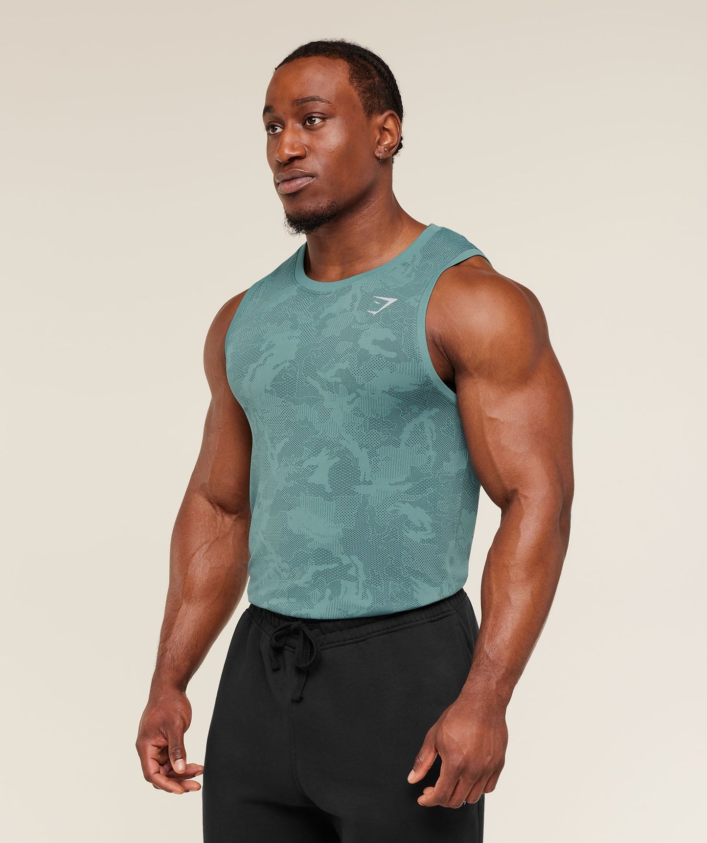 Gymshark Geo Seamless Tank - Storm Blue / Stealth Blue