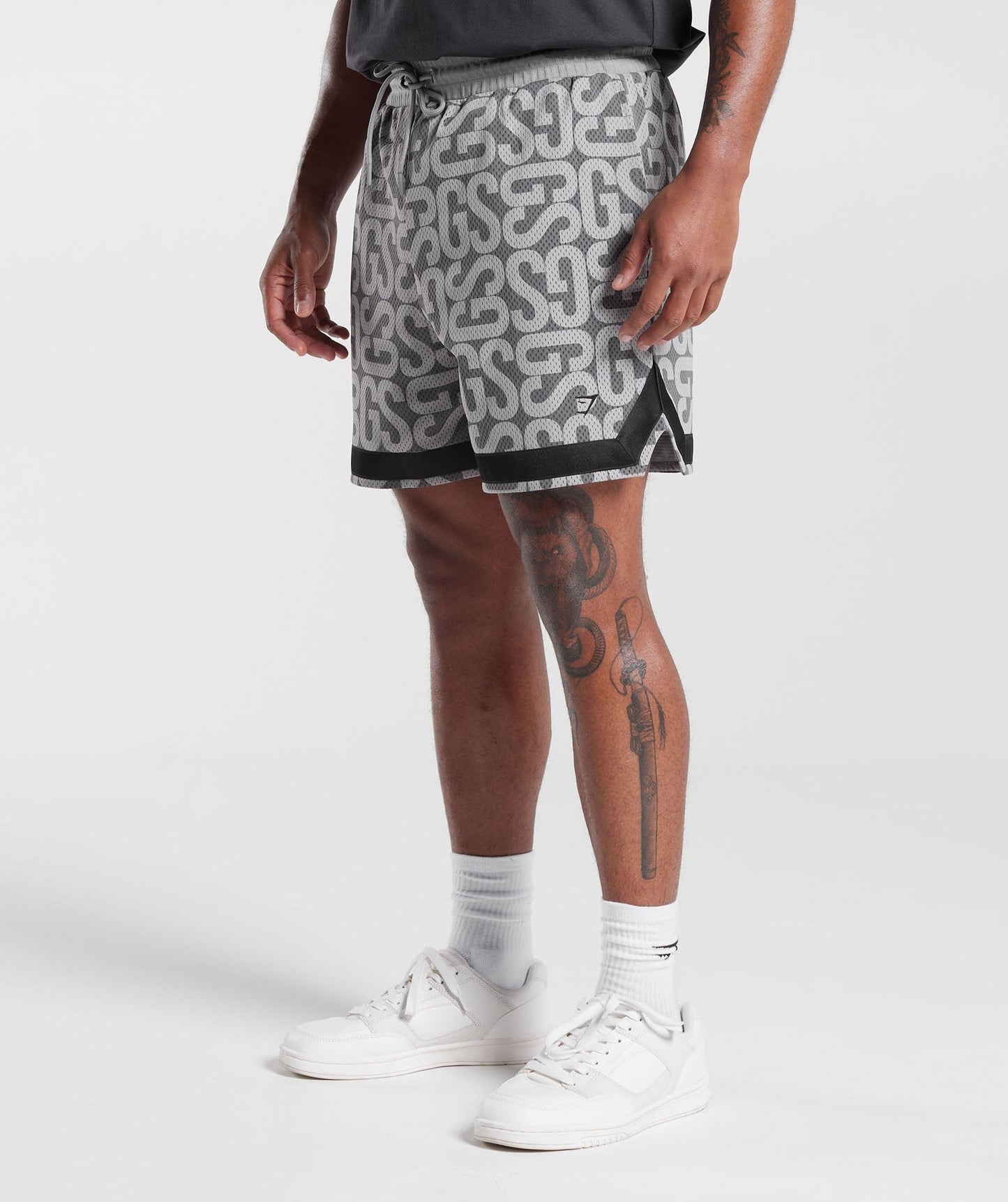 Gymshark Monogram Mesh Shorts - Smokey Grey
