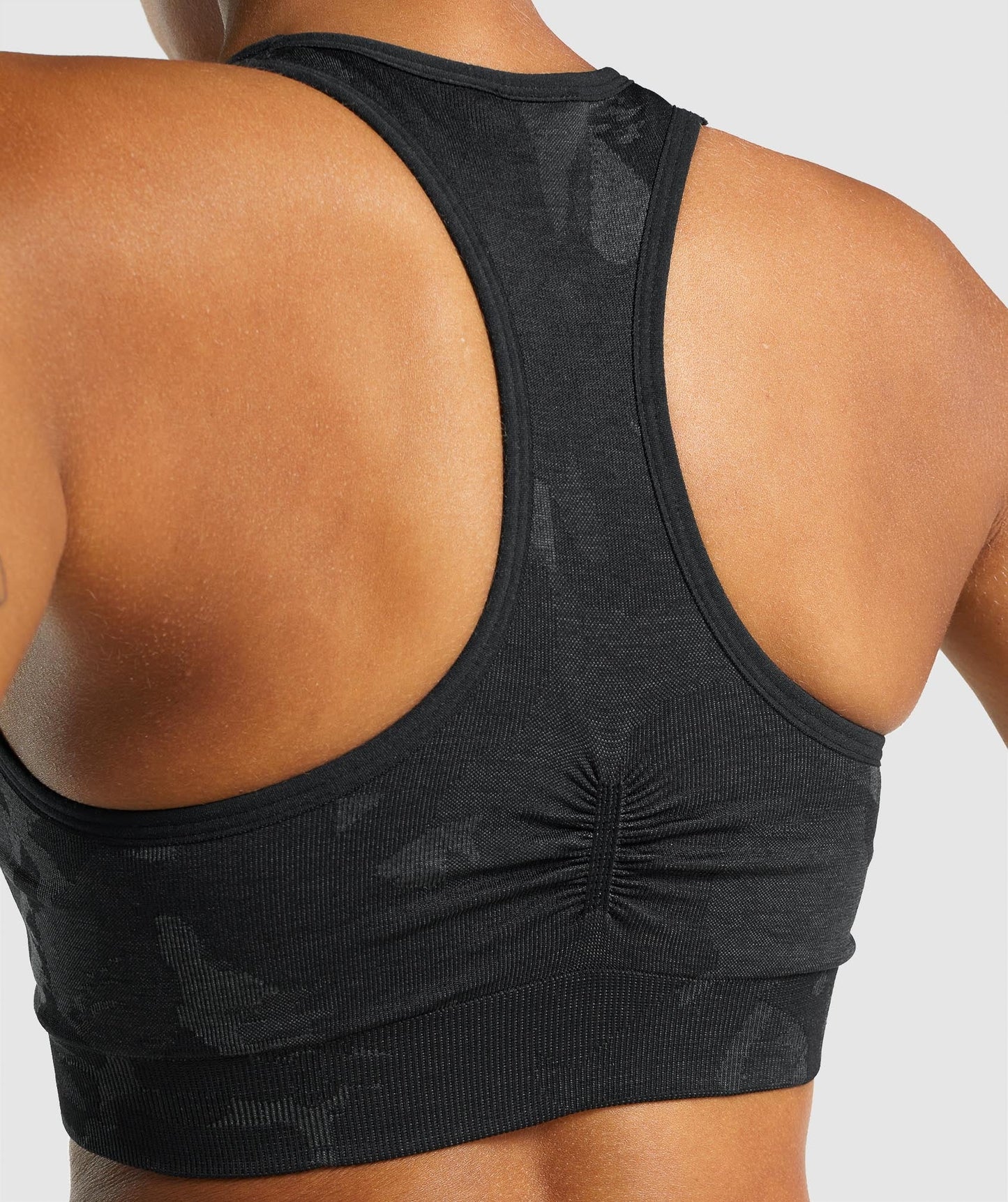 Gymshark Adapt Camo Seamless Racer Back Sports Bra - Savanna | Black