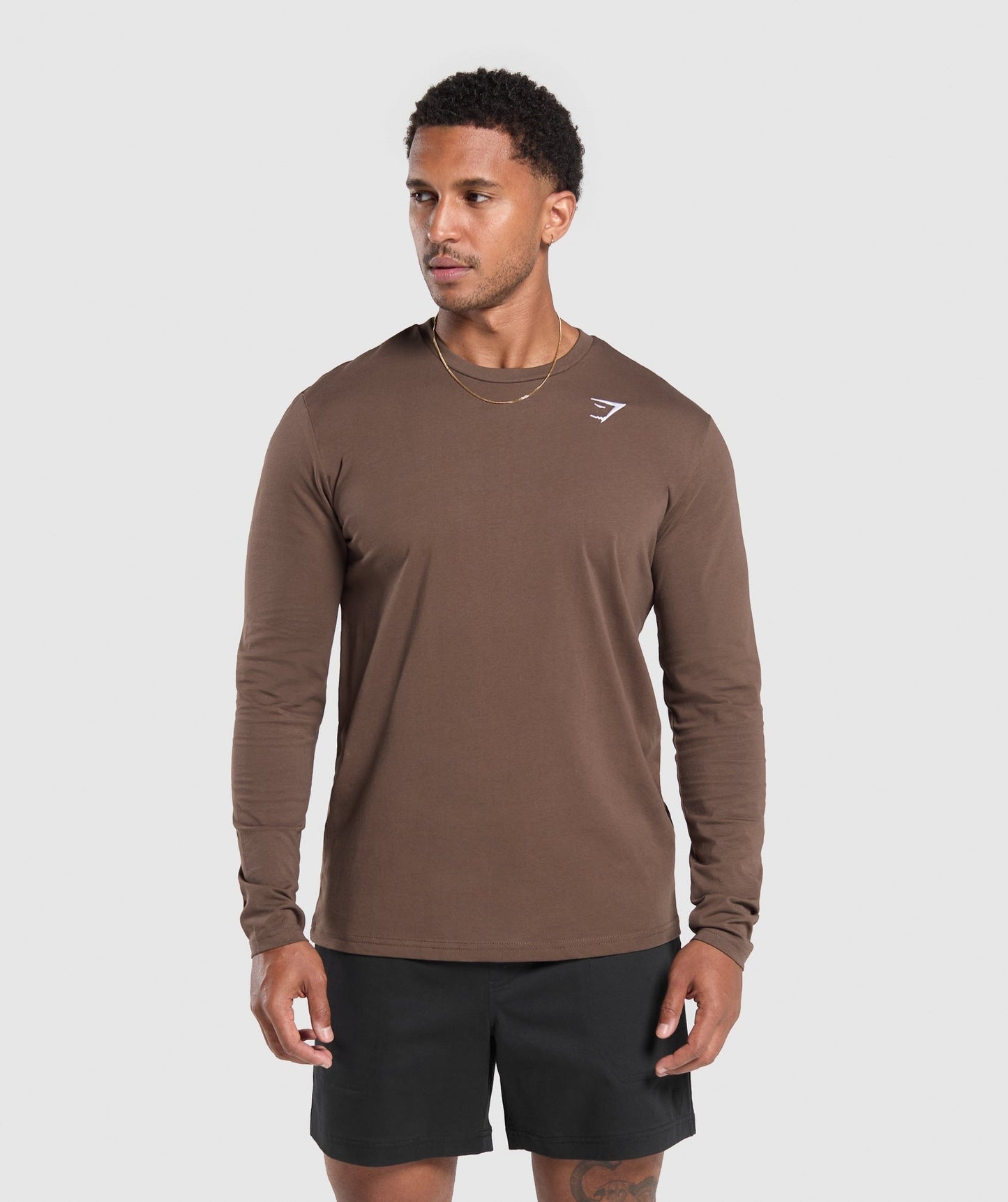 Gymshark Crest Long Sleeve T-Shirt - Walnut Brown