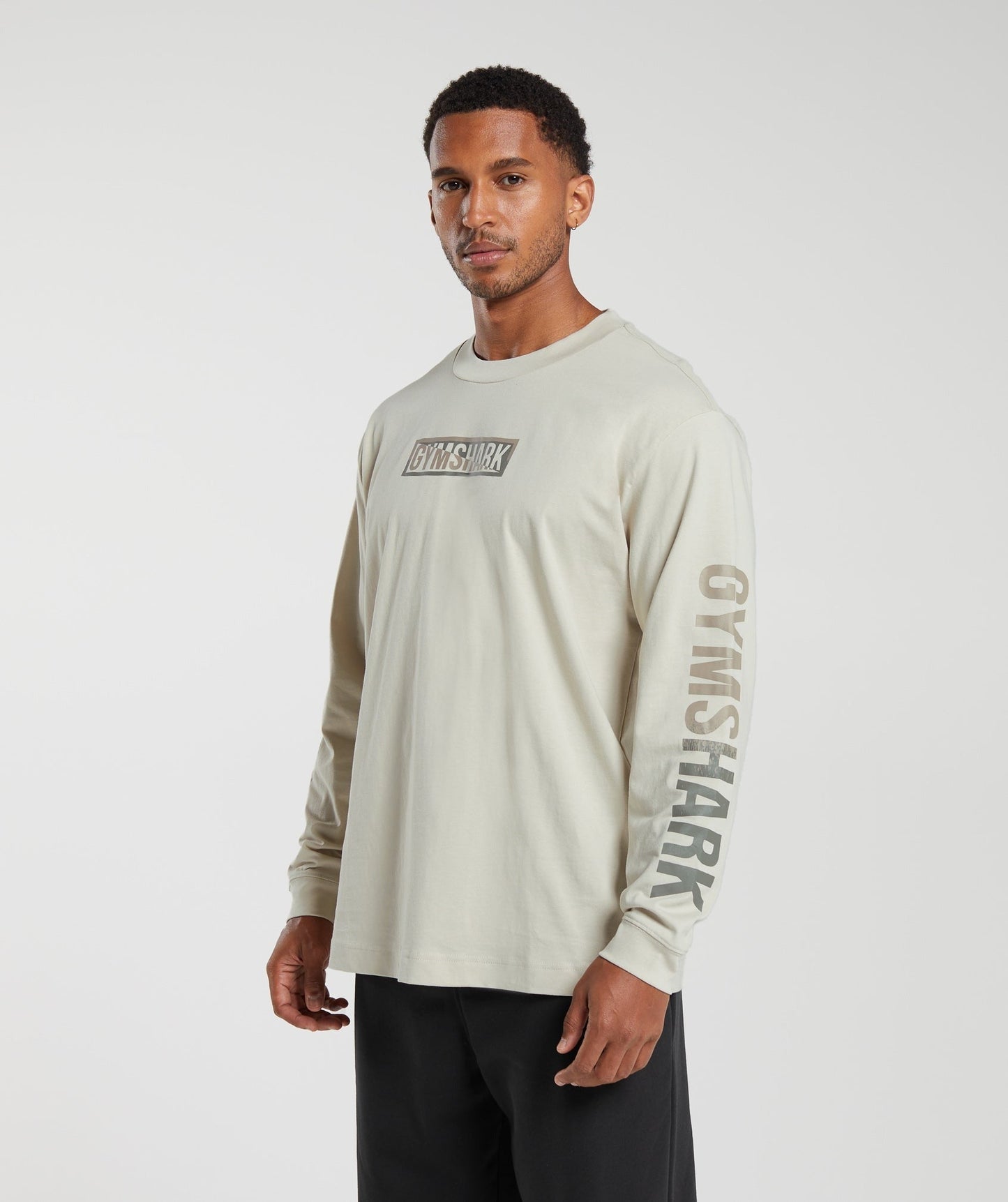 Gymshark Global Graphic Long Sleeve T-Shirt - Pebble Grey