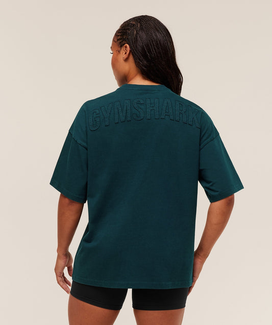 Gymshark Power Washed Oversized T-Shirt - Deep Petrol Blue/Acid Wash