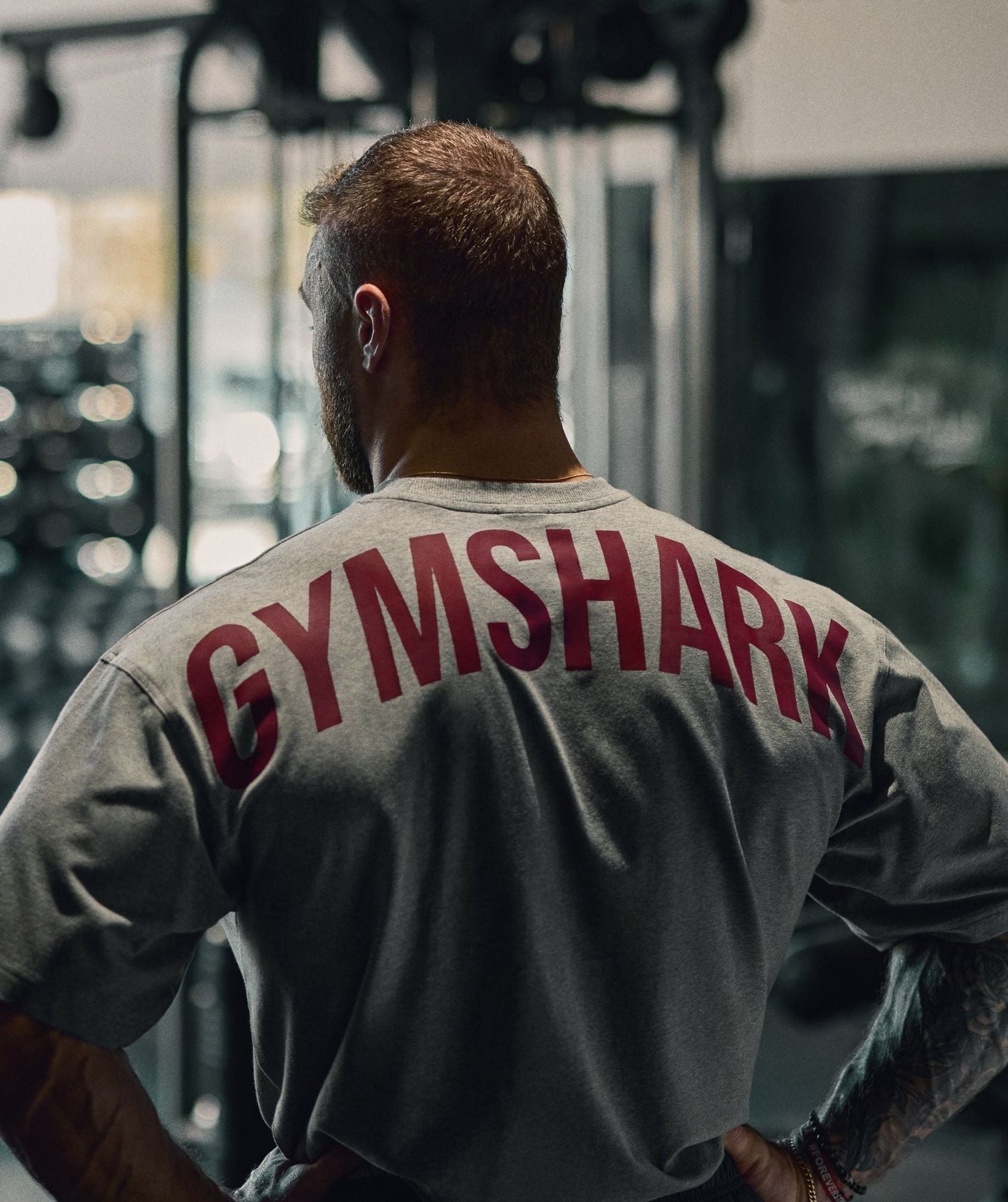 Gymshark Power T-Shirt - Charcoal Core Marl/Sets Red