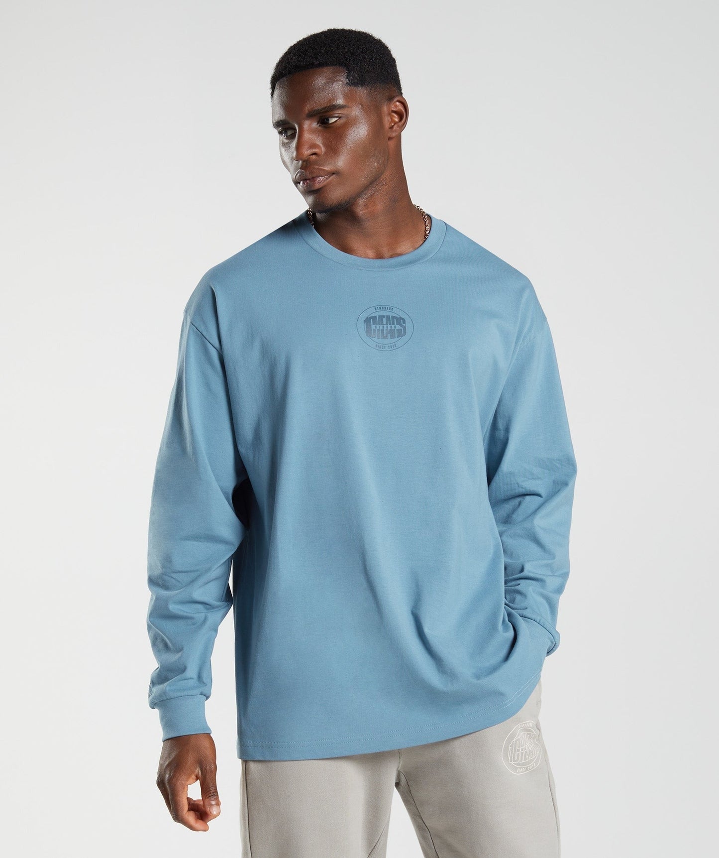 Gymshark GS10 Year Oversized Long Sleeve T-Shirt - Denim Blue