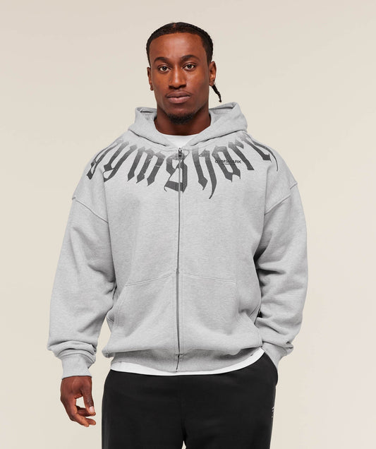 Gymshark Fade Graphic Zip Up Hoodie - Light Grey Core Marl
