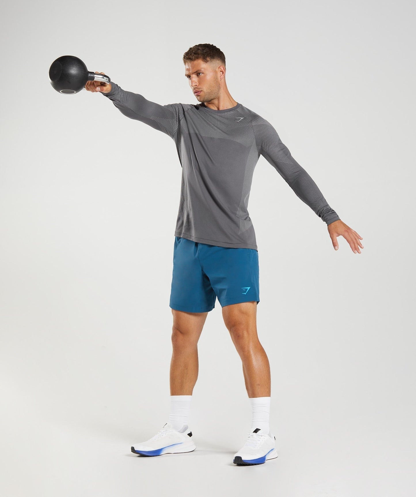 Gymshark Apex Seamless Long Sleeve T-Shirt - Silhouette Grey/Smokey Grey