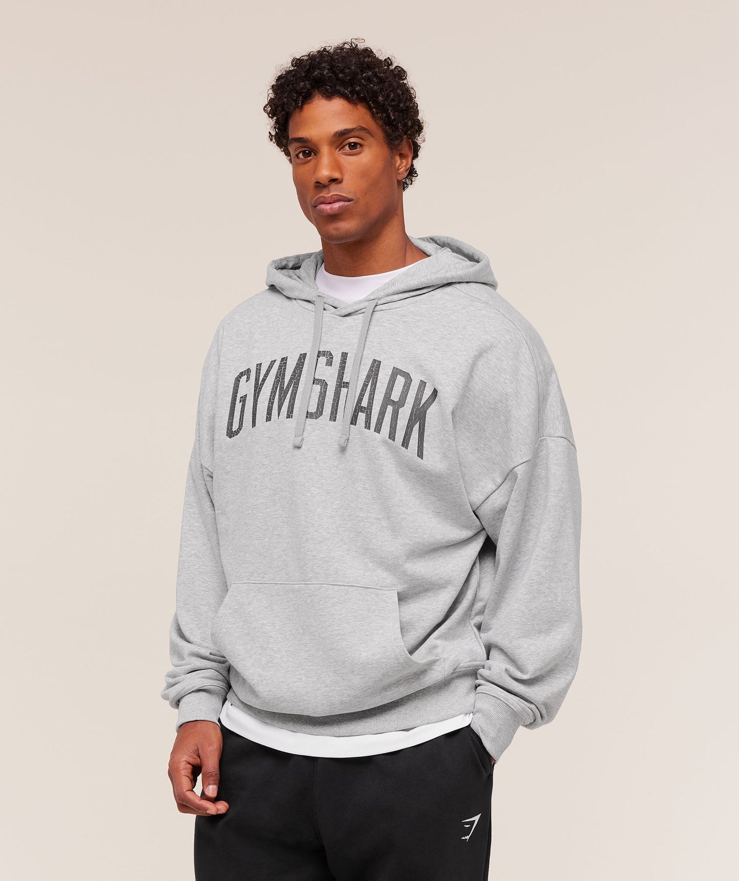 Gymshark Worn Graphic Hoodie - Light Grey Core Marl