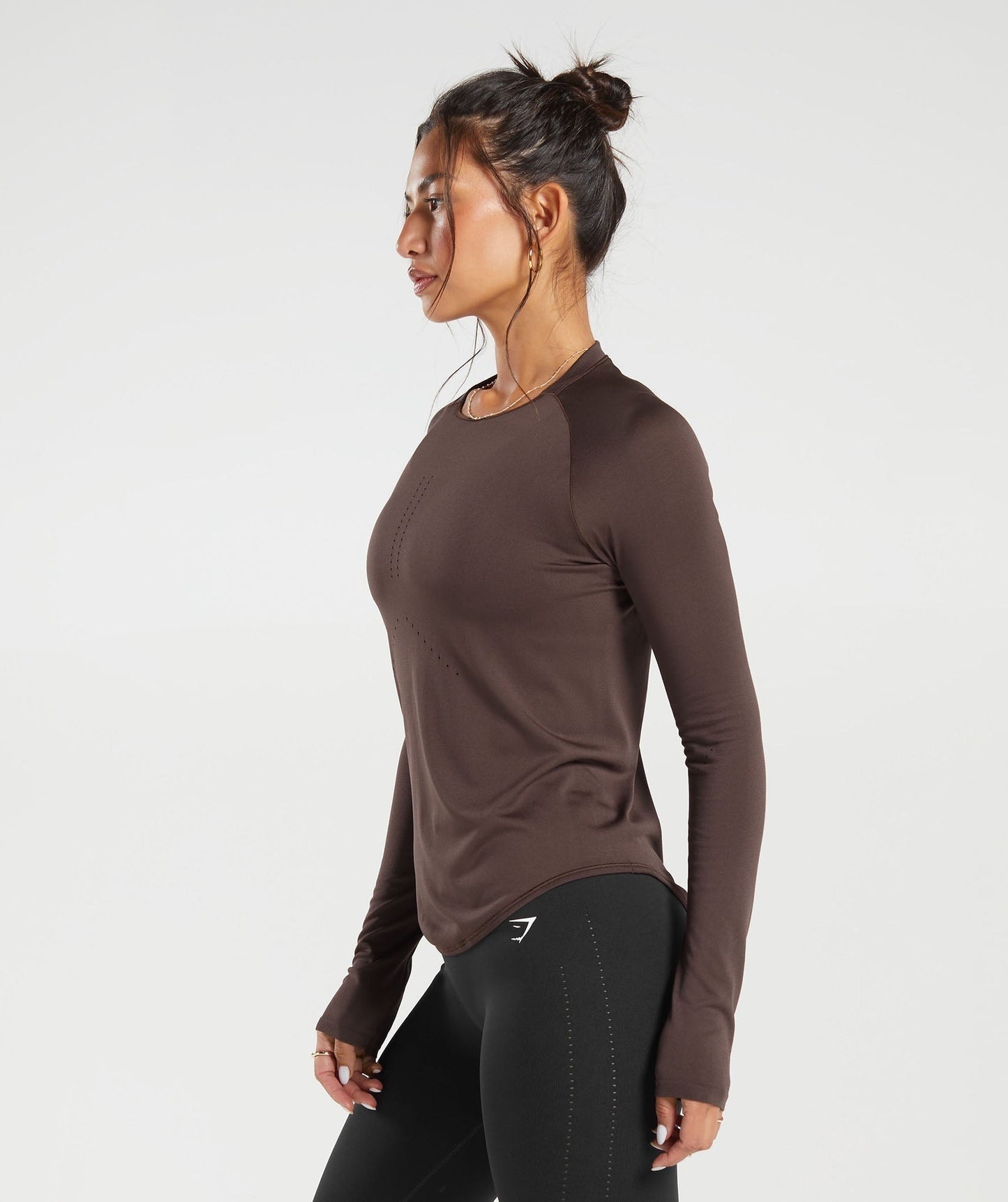 Gymshark Sweat Seamless Long Sleeve Top - Shadow Brown