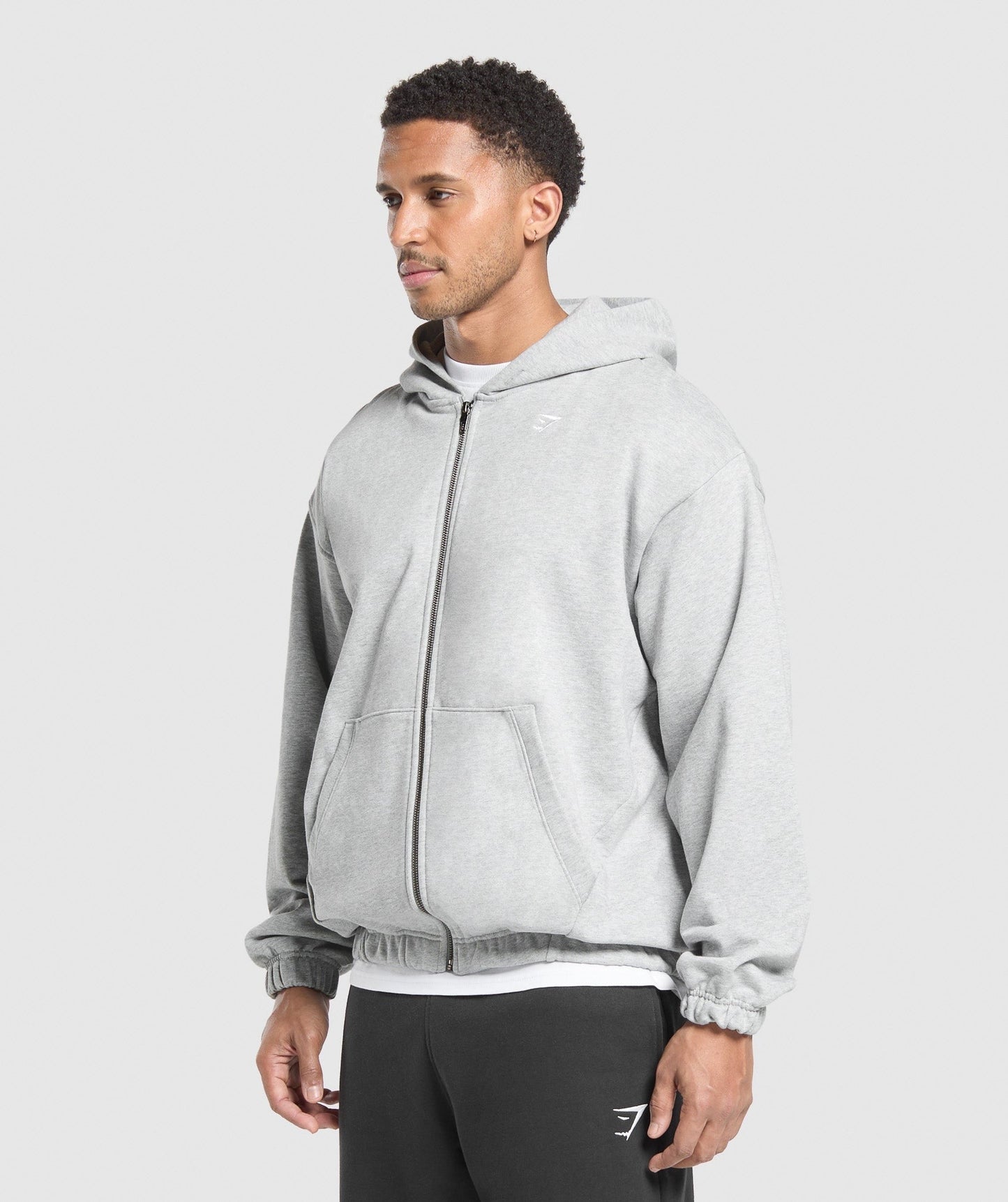 Gymshark Rest Day Essentials Zip Hoodie - Light Grey Core Marl