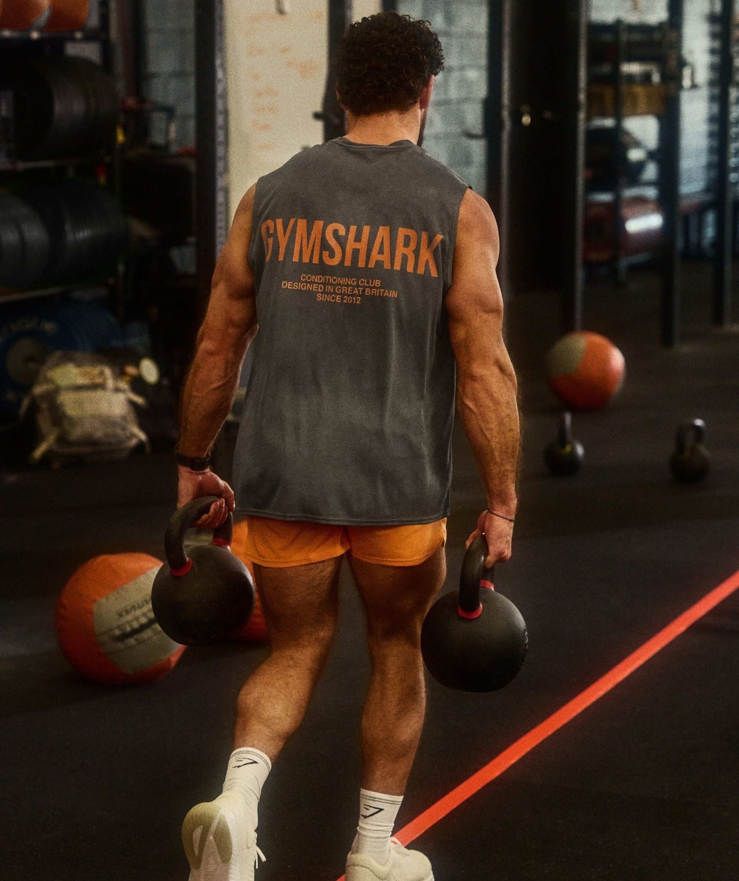Gymshark Conditioning Club Washed Tank - Black/Dayglow Peach/Wash