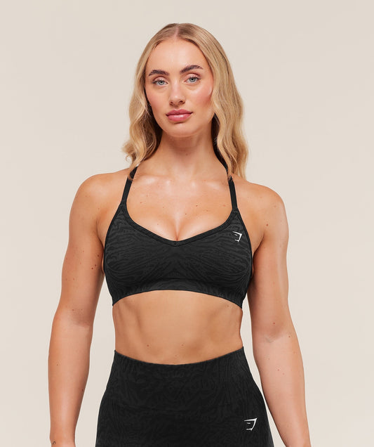 Gymshark Adapt Animal Seamless Sports Bra - Black/Asphalt Grey
