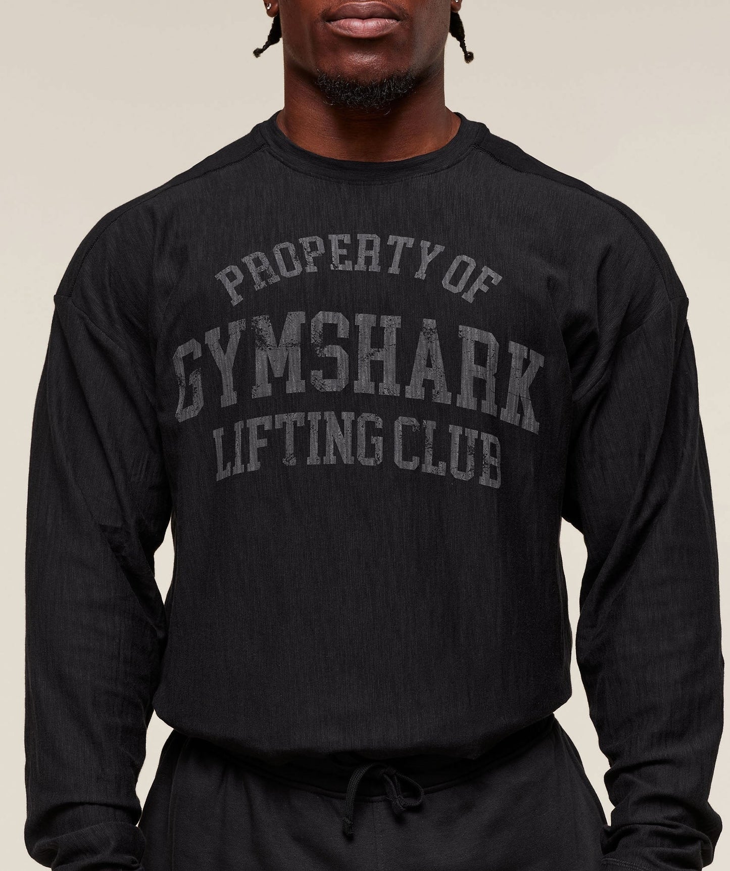 Gymshark Lightweight Slub Textured Lifting Authenticator OS LS T-shirt - Black
