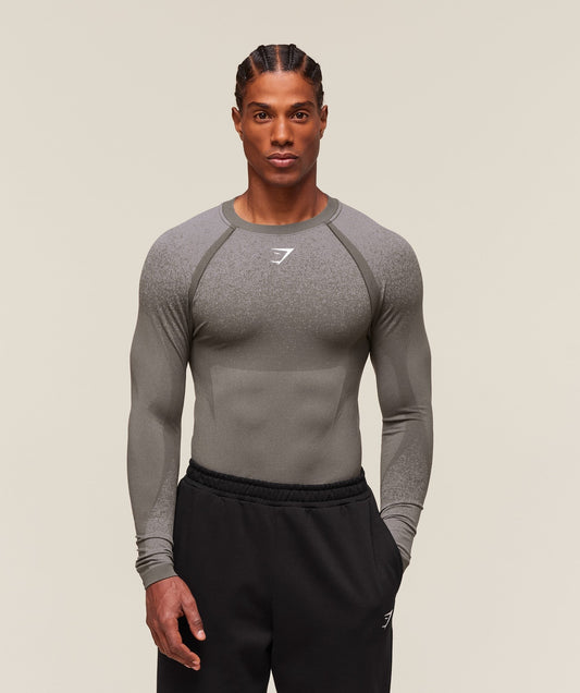 Gymshark Shadow Seamless Long Sleeve T-Shirt - Meteor Grey
