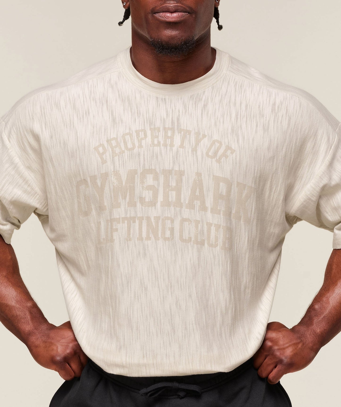 Gymshark Lightweight Slub Textured T-Shirt - Oat White