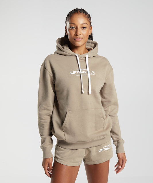 Gymshark Social Club Oversized Hoodie - Cement Brown