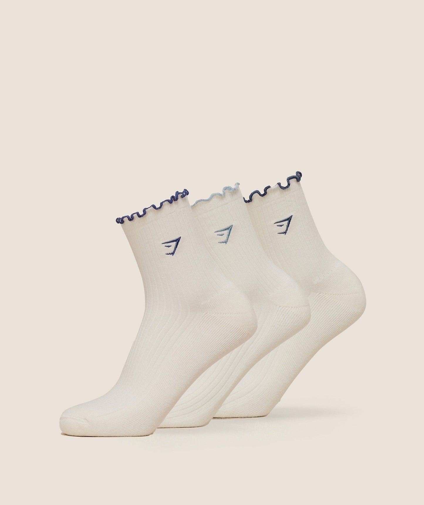 Gymshark Midi Frill Socks 3pk - Bench Blue/Worn Blue/Compound Blue