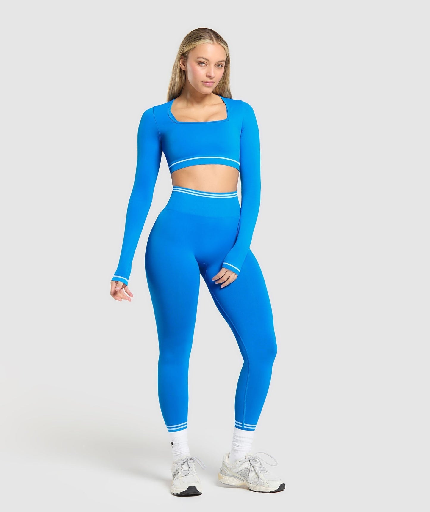 Gymshark Contrast Seamless Crop Top - Barbell Blue