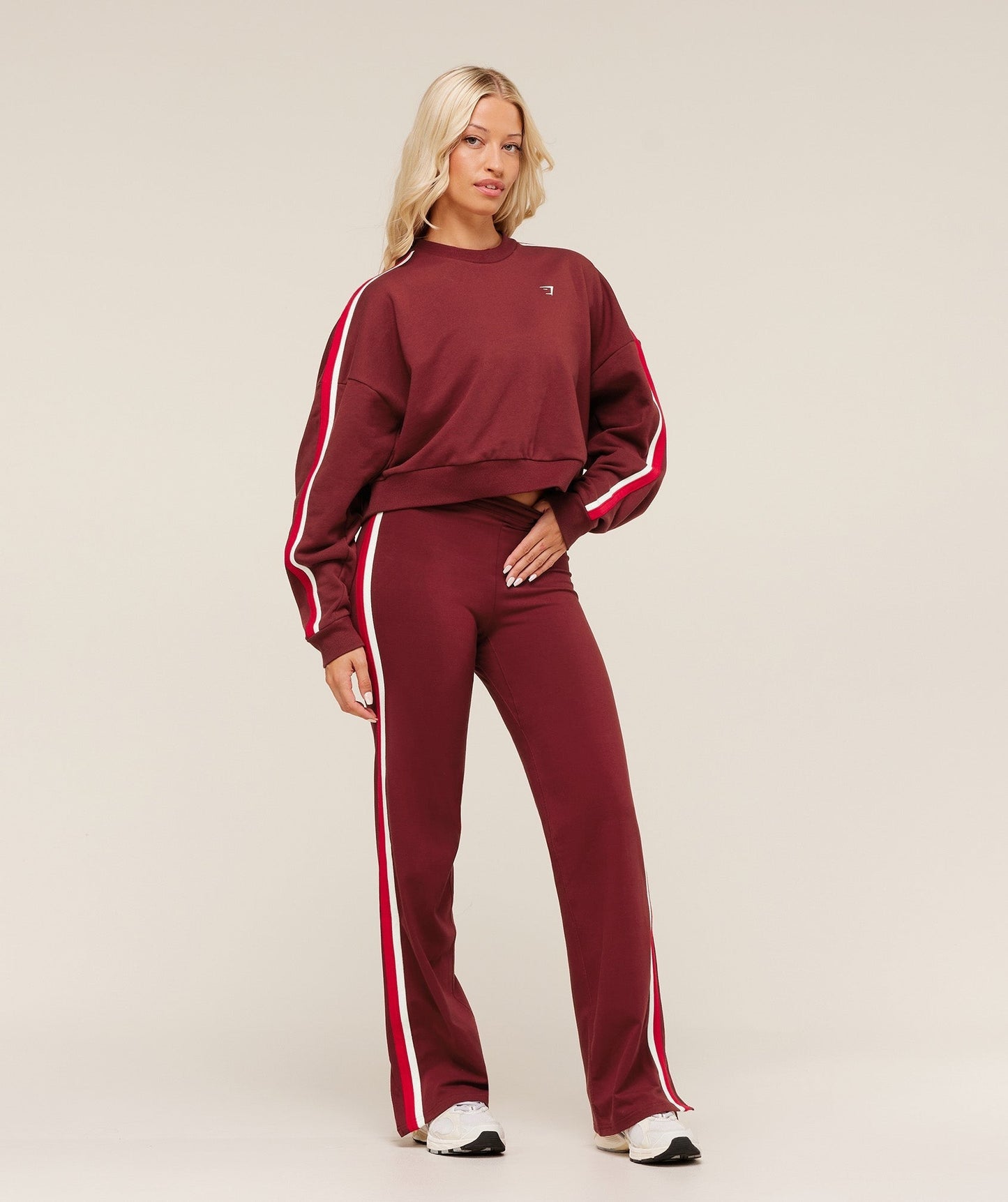 Gymshark Piping Wide Leg Pants - Sets Red/Carmine Red/Soft White