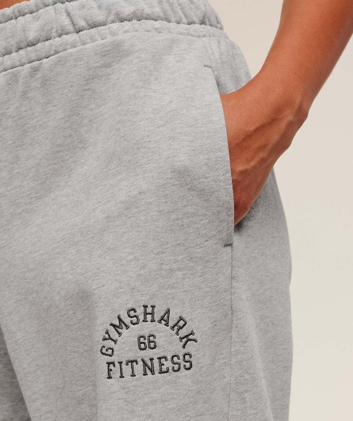 Gymshark Fitness Embroidered Graphic Wide Leg Joggers - Light Grey Core Marl