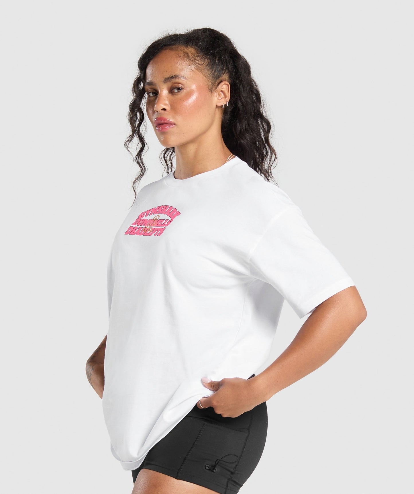 Gymshark Dumbells & Deadlifts Oversized T-Shirt - White