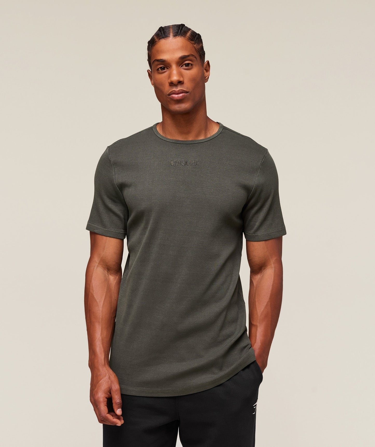 Gymshark Premium Washed Ribbed T-Shirt - Strength Green