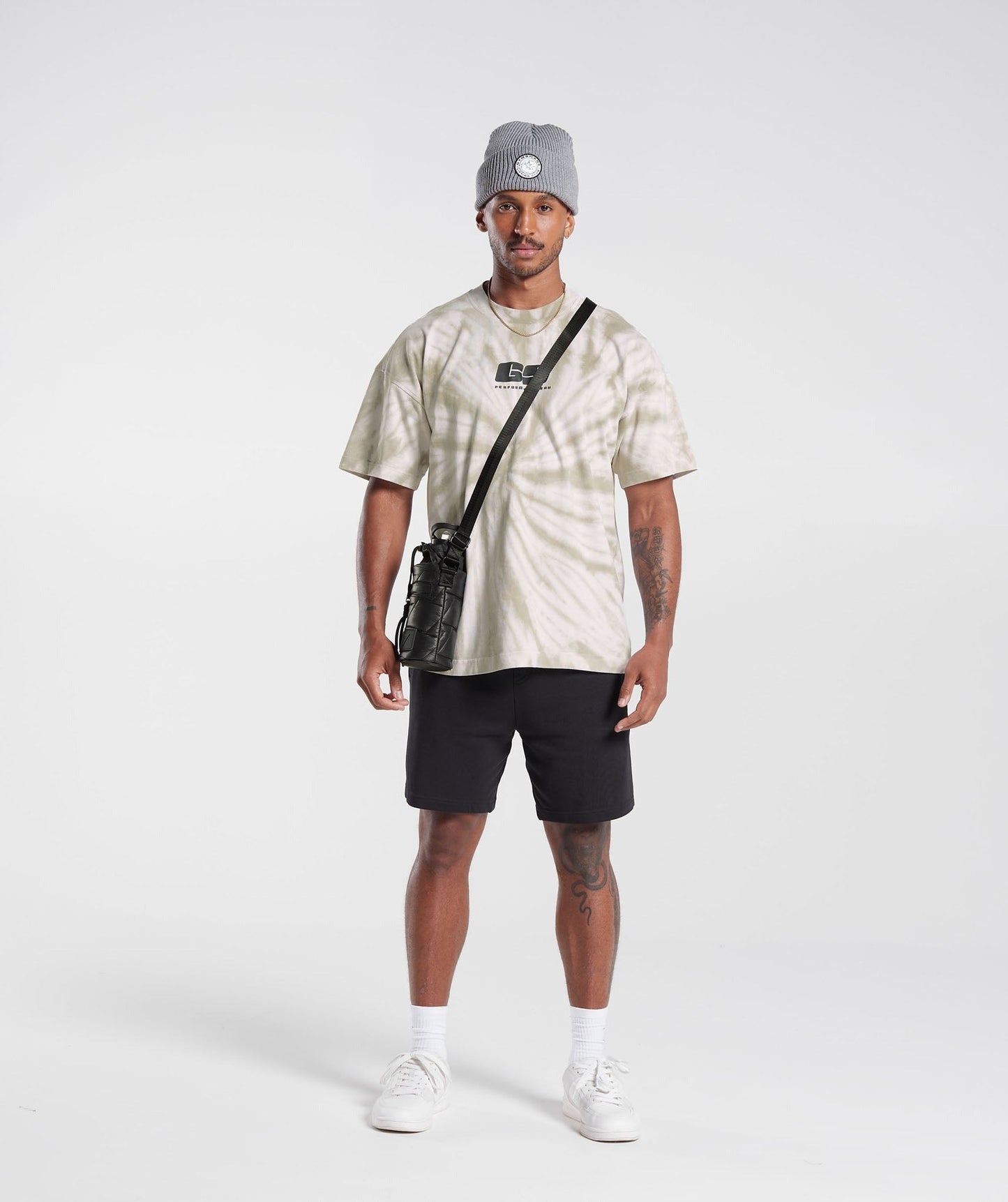 Gymshark Rest Day T-Shirt - White/Mushroom Brown/Spiral Optic Wash