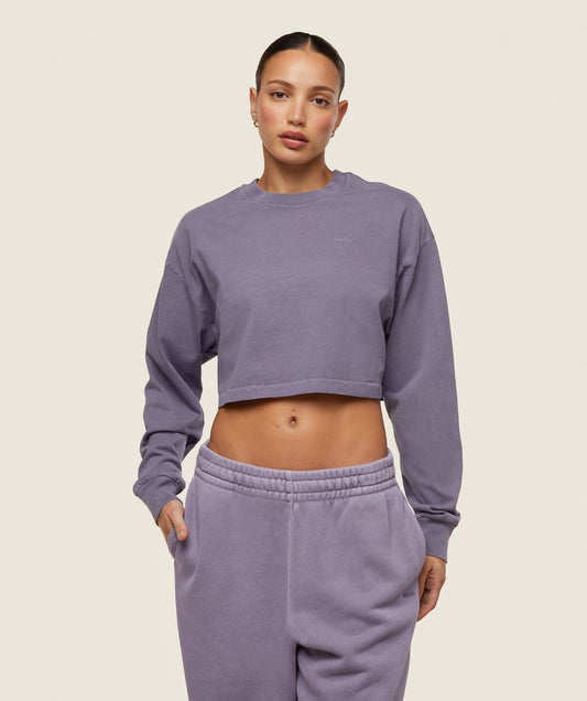 Gymshark everywear Cropped Long Sleeve Tee - Fog Purple