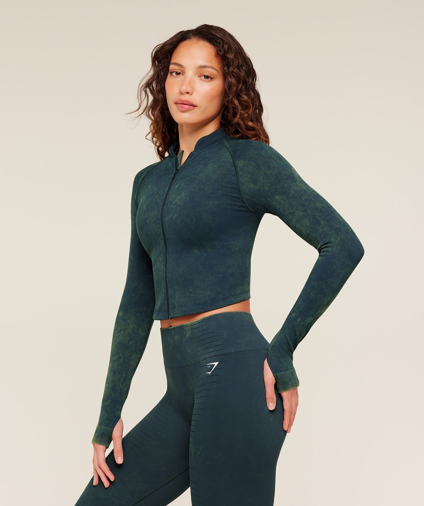 Gymshark Steel Seamless Zip Up Top - Deep Petrol Blue