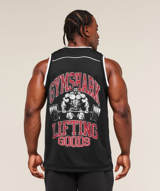 Gymshark Graphic Basketball Mesh Tank - Black
